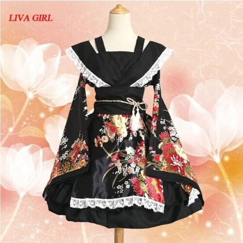 LIVA GIRL GokuRakuJoudo Courtesan Cosplay Costume Lolita Japan Anime Harajuku Kawaii Dance Maid Kimono For Adult Women S-3XL