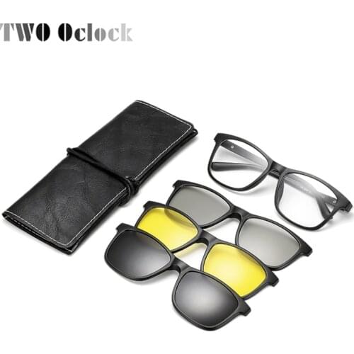 TWO Oclock 3 In 1 Magnetic Sunglasses Men Women 3D/Gray/Night Vision Polarized Clip On Glasses Myopia Optical Spectacle Frame