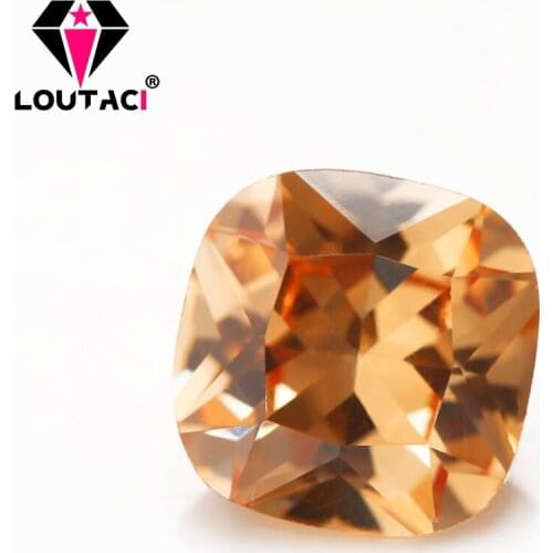 LOUTACI Fashion Simple Jewelry Stone Champagne Cushion Cubic Zirconia Small Size 3x3-4x4mm