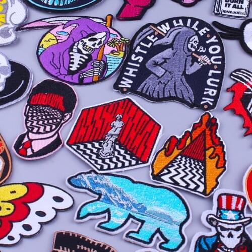 Punk Patches For Clothing T-Shirt Grim Reaper Patch Thermal Stickers Jacket Stripes Embroidery Patch Twin Peaks Badge On Clothes