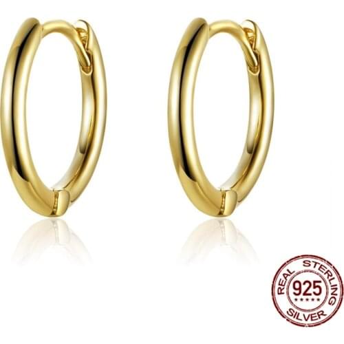 Genuine 925 sterling silver circle gold Stud earrings for women jewelry sterling silver earrings fashion gift