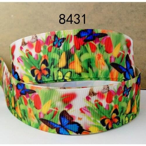 New 7/8'' Free shipping butterfly printed grosgrain ribbon hair bow headwear party decoration wholesale OEM 22mm