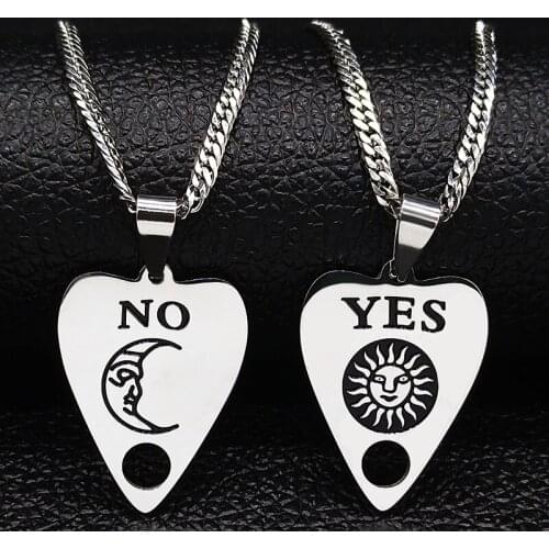 2PCS Sun and Moon Stainless Steel Chain NecklaceSilver Color Couple Necklace Jewelry collares de moda N19229