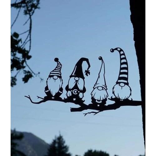Easter Steel Tree Branch Gnomes Decoration, Garden Yard Art Handcrafted silhouettes gnome unique hollow outline design