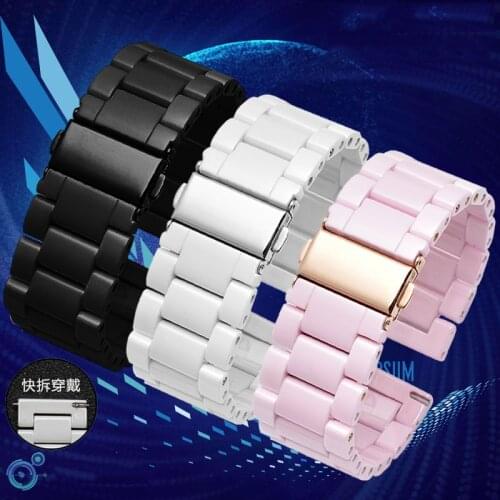Suitable For Huawei Pro Glory GT Series Ceramic Watch Band Samsung S2 S3 Smart Watch 20mm 22mm Black White Pink