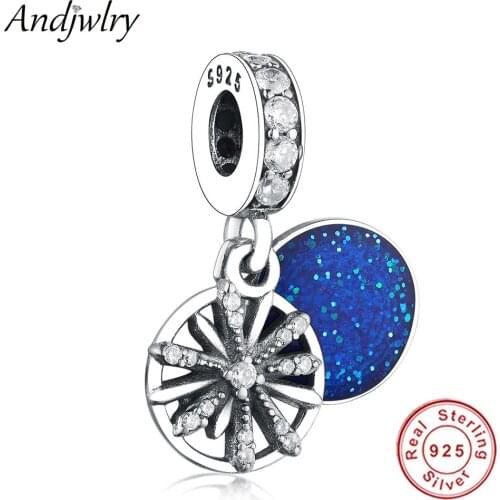Fit Original Charms Bracelet 925 Sterling Sliver Charms Firework Blue Enamel Dangle Pendant DIY Jewelry Berloque
