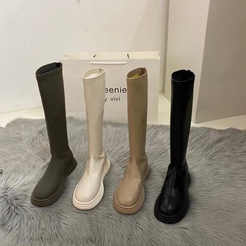 Boots Shoes Boots-Women Round Toe Luxury Designer Winter Footwear Sexy Thigh High Heels High Sexy Mid Calf 2021 Rubber Fashion