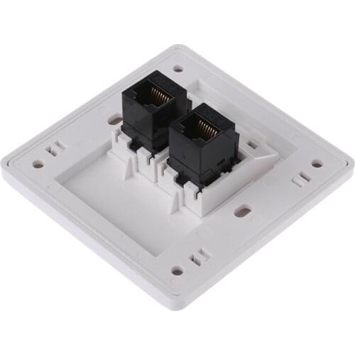 2 Ports CAT5 RJ45 Network Wall Plate With Female To Female Connector