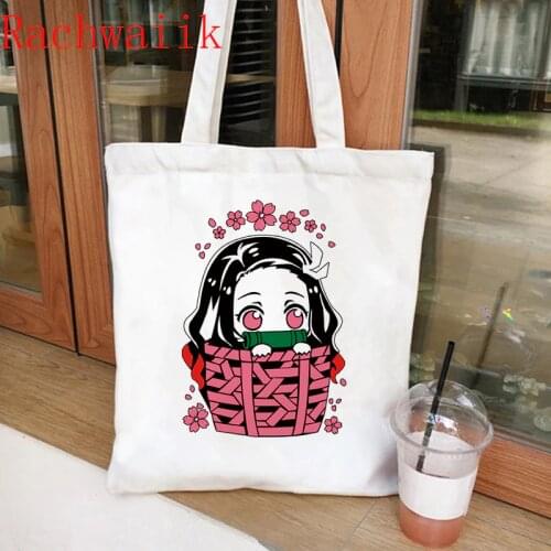 Demon slayer kimetsu no yaiba Shopping Bag Graphic Tote Shopper Bag Canvas Bag Women Shoulder Bag Female Eco Large-capacity