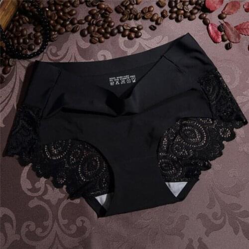 Sexy Women Panties set Lace Briefs Ice Silk Seamless Underwear Thong Lingerie Transparent Underpants String Pants