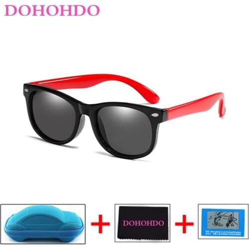 DOHOHDO Kids Boys TR90 Unbreakable Polarized Sunglasses Children Girls Safety UV400 Mirror Sun Glasses Sport Oculos With Case