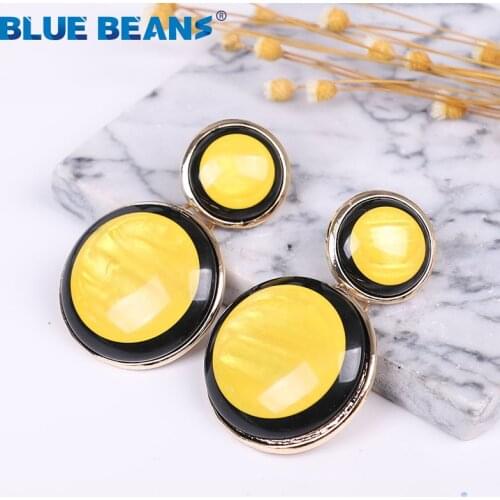 Fashion bohemian statement metal dangle earrings for women Double circle Gold earrings geometric Europe Africa Earrings Jewelry