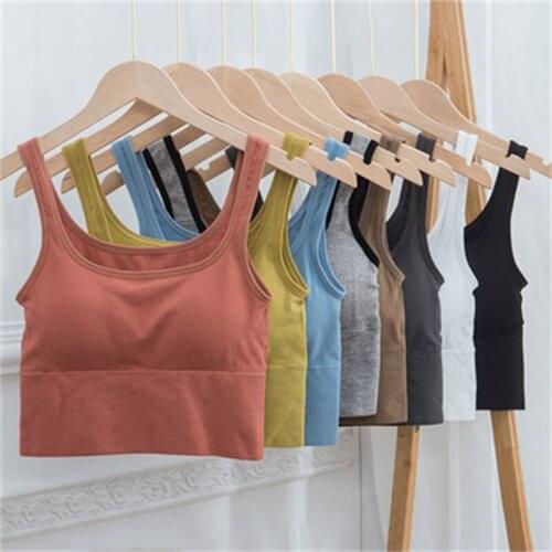 Women Tops Summer Tank Top Female Crop Tops Cami Seamless Underwear Scoop Neck Ribbed Basic Tee Sexy Lingerie U Back Camisole
