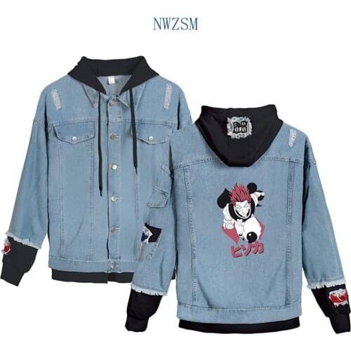 Anime Hunter X Hunter Winter Men Jacket and Coat Comic Hisoka Hooded Denim Jacket Fashion Mens Jean Jackets Outwear Male Cowboy