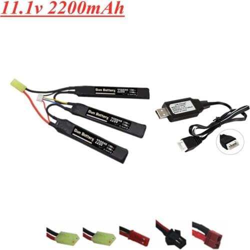 103mm Water Gun 3s 11.1V 2200mAh 40c 452096 Lipo Battery Split connection for Airsoft BB Air Pistol Electric Toys Gun RC Parts