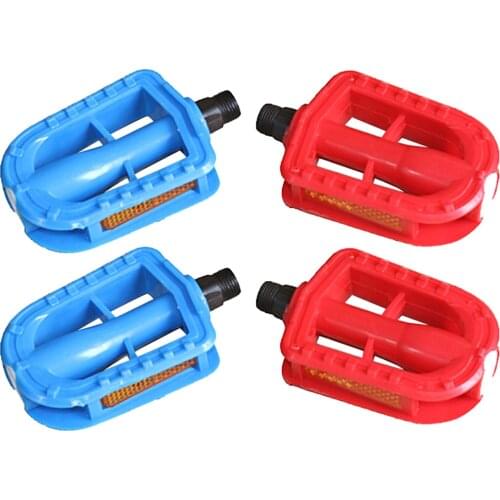 2 Pairs Kids Pedal Practical Children Bike Pedal Non-Slip Platform Flat Pedal for Outside Outdoor (Red + Blue)
