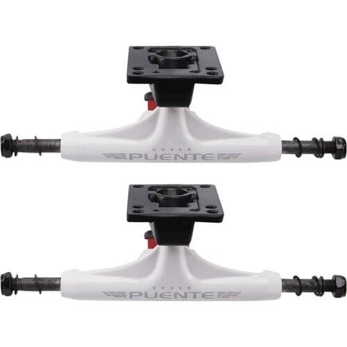 PUENTE 2Pcs 5 Inch Aluminum Trucks Skateboard Drift Board Bracket Fish Board Long Board Steering Bracket-(White)