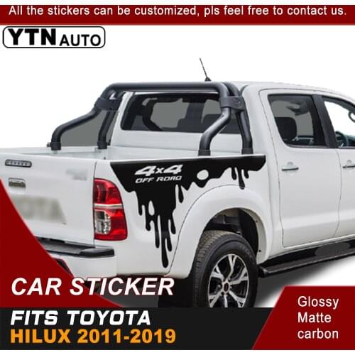 2Pcs Custom Stickers For Toyota Hilux 2015 2016 2017 2018 2019 Mudsling Styling Box Bed Graphic Vinyls Car Decorations