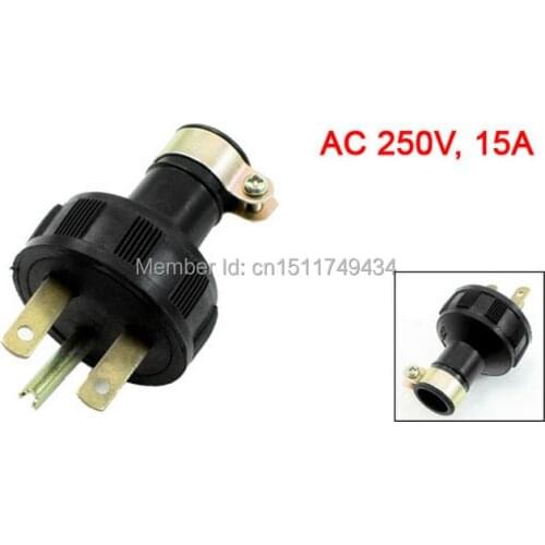 AC 250V 15A 3 Pins 10mm Dia Cable End Screw Lock Generator Plug Socket 3pcs