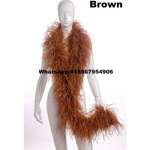 4ply Good Quality Fluffy Handcraft Ostrich Feather Plume Scarf Clothes for Wedding Decoration 10meter/lot brown ostrich boas