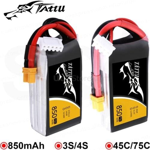 ACE Tattu LiPo Rechargeable Battery 850mAh 75C 45C 3S 4S 1P for RC FPV Racing Drone Quadcopter