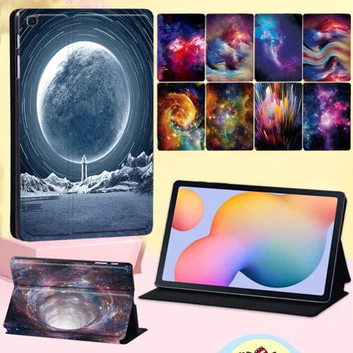 For Samsung Galaxy Tab S6 Lite 10.4" P610 P615 Anti -cratch Tablet Case Space Series Leather Stand Cover Case + Free Stylus