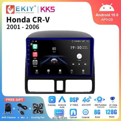 EKIY Android 10.0 Car Navigation GPS For Honda CRV CR-V 2 2004 2005 2006 Multimedia Radio Tape Recorder All-in-One DVD Head Unit