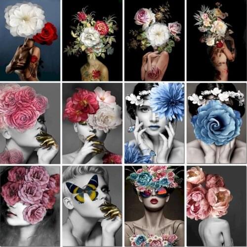 GATYZTORY 60x75cm Frame Flower woman DIY Painting By Numbers Figure Painting Acrylic Paint By Numbers Home Wall Art Picture