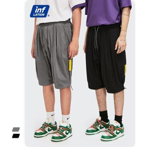 INFLATION Loose Fit Casual Short Men Sports Harem Shorts 2021 Summer Baskeball Shorts Men Bermuda Shorts With Drawstring 3503S21