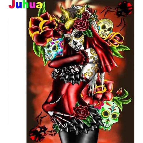Skull beauty 5D DIY Diamond Painting full square/round drill Diamond Embroidery mosaic diamond Stitch home Decor Halloween gift