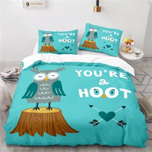 Nordic Cartoon 3d Forest Owl Bedding Set Duvet Cover Sets with Pillowcase Boys Girls Kids Bedclothes Twin Full Queen King Size