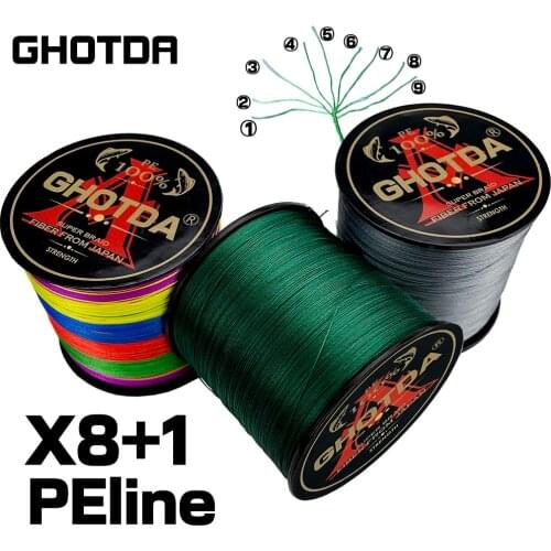 GHOTDA 9 Strands Braided Fishing Line 500M PE Wire 20-100LB Multifilament Fishing Line 5 Colors to Choose