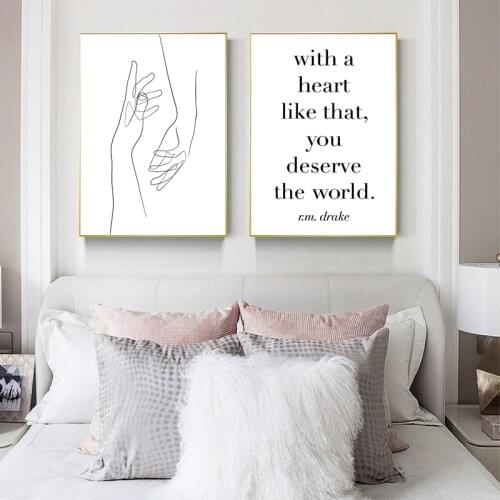 Minimal Hand Line Art Print Simple Drawing Artwork Couple Abstract Art Canvas Painting Love Art Poster Modern Bedroom Wall Decor