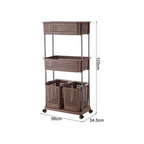 Multi-layer Dirty Clothes Storage Racks Plastic pulley Laundry Basket Rack Convenient Breathable Rack Com Painel