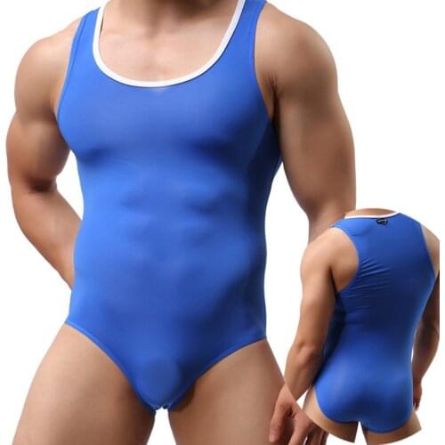 Men Undershirts Leotard Ultra Thin Slip Bodysuits Gym Sports Wrestling Singlet Underwear Swimwear Sexy Transparent Gay Jumpsuits