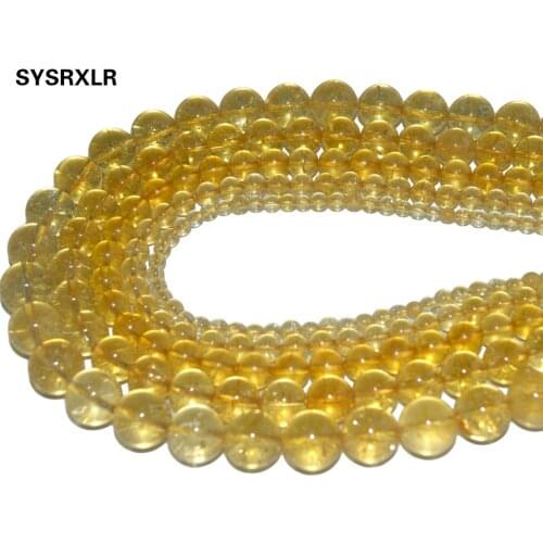 Wholesale Natural Stone Citrines Crystal Yellow Quartz Stone Beads For Jewelry Making DIY Bracelet Necklace 4 6 8 10 12 MM