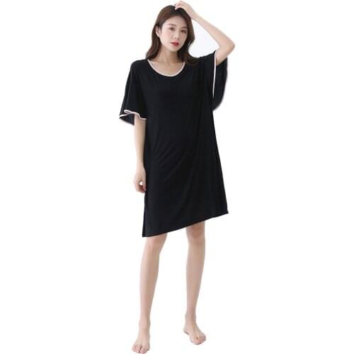 Modal Nightdress Women Sleep Tops Short Sleeve Nightgown Sleep Dress Sukienka Damska Loose Night Dress Women Casual Home Clothes