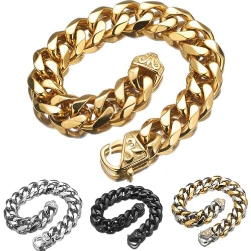 New Curb Cuban Mens Necklace Chain Silver Gold Black color Stainless Steel Necklaces for Men Granny Chic Jewelry 3/5/7/9/11mm