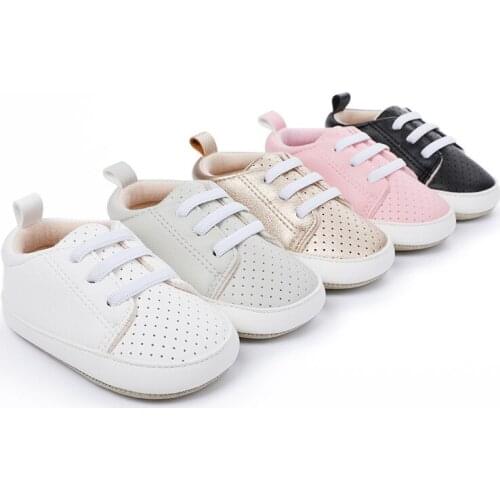 6-18M Baby Prewalker Pu Breathable Soft Sole Walking Shoes Are Available In Various Colors (black,White, Pink, Gray, Gold)