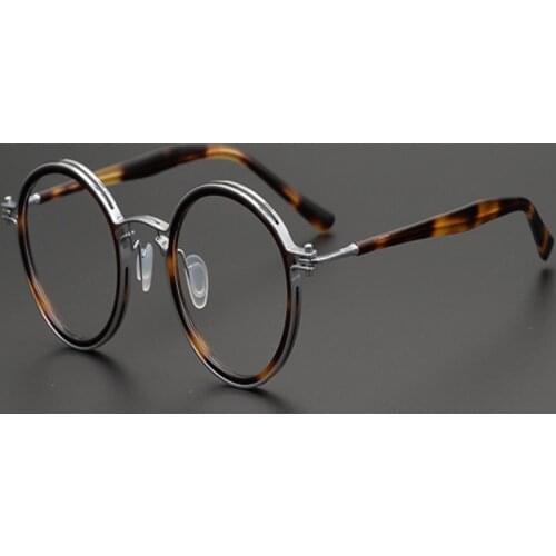 Round Frame Pure Titanium Glasses Vintage Men Full Rim Optical Eyewear Anti-Blue Light Goggle Prescription Eyeglasses for Women