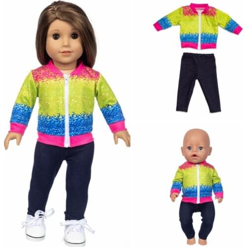 Born New Baby Doll Clothes Accessories Tie Dye Hoodie Coat +Pants Suit Baby Doll Clothes Jacket Toys Doll Outfits Accessories