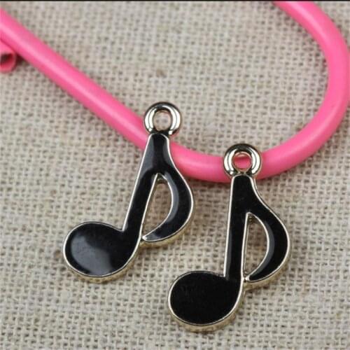 BULK 30 Zinc Alloy Black Enamel Musical Note Charms for DIY Jewelry Making 20*10mm