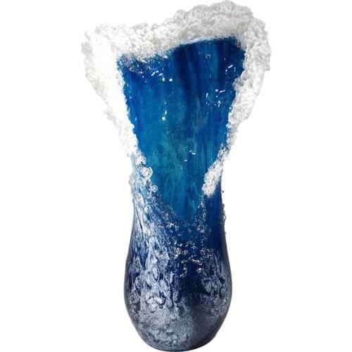 Resin Vase Sea Wave Flower Container Decorative Artware Desktop Decor for Living Room Office