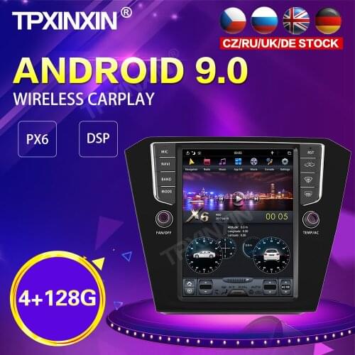 PX6 IPS Android 9.0 4+128G Tesla Style Car Radio For Volkswagen Magotan 2017+ GPS Navi Auto Stereo Recoder Head Unit DSP Carplay