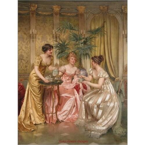 Needlework for embroidery Craft DIY DMC Unprinted - Counted Cross Stitch Kits 14 ct Oil painting - A Stirring Conversation