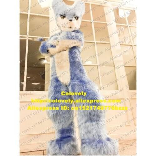 Gray Long Fur Husky Dog Wolf Fox Fursuit Furry Mascot Costume Adult Cartoon Character Cute Lovable Halloween All Hallows zz9510