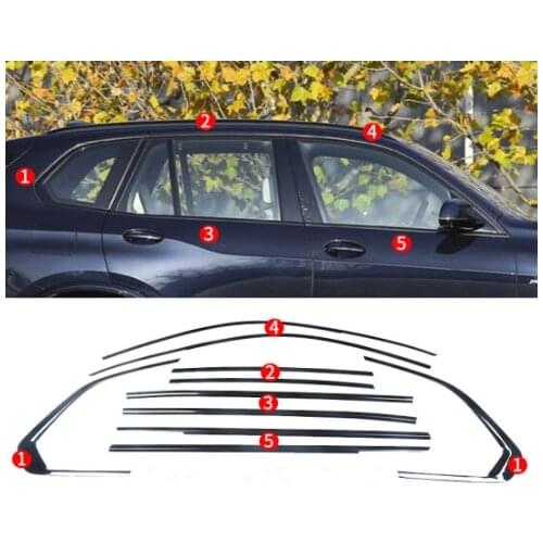 Car styling black stainless steel full window trim up and down window decoration 10pcs for BMW x5 2008-2013 2014-2018 2019-2020