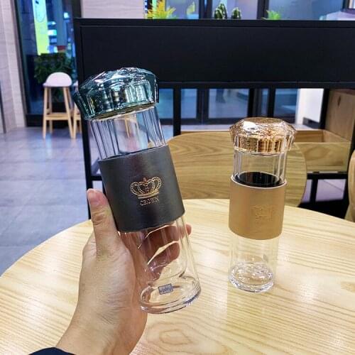 Glass double crown simple temperament cup break-proof custom office insulation easy glass glass cup. eco friendly