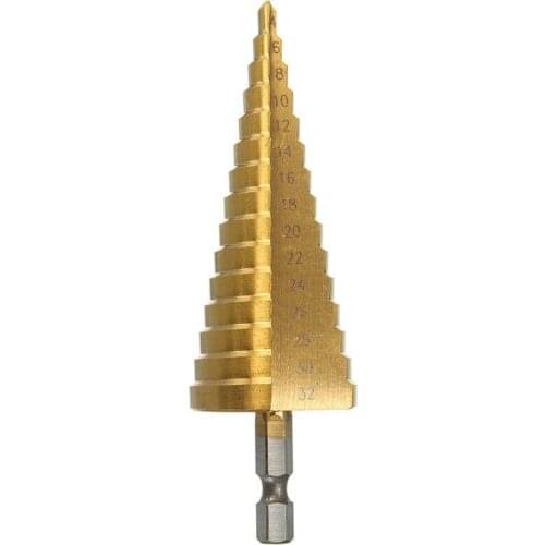 4-32mm HSS Step Cone Drilling Bit Hole Cutter Dint DIY Tool Hex Shank Top Metal High Speed Steel Wood Hole Cutter Cone Drill Bit
