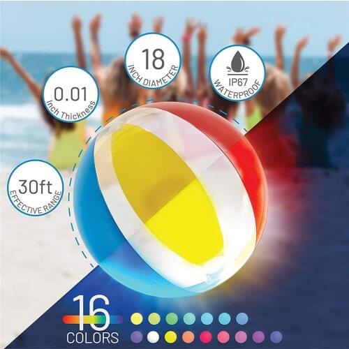 Glowing Swimming Pool light Beach Ball Remote Control Light 16 Colors Glowing Ball Inflatable Led Pool Party Toy Accessories